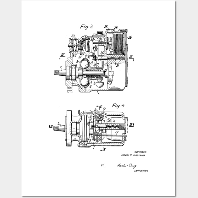 Control Mechanism for Adjusting the Fuel Engine Vintage Patent Hand Drawing Wall Art by TheYoungDesigns